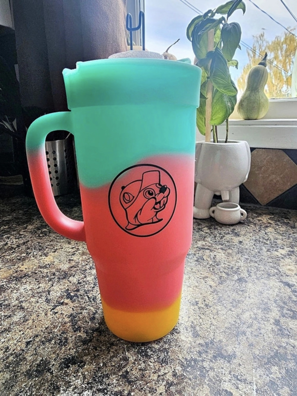 Buc-ee's Gradient Silicone Tumbler With Straw